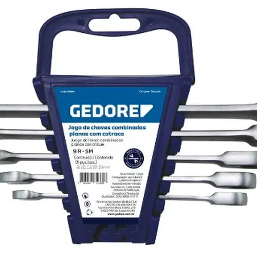 Jogo de Chaves Combinada com Catraca 8 à 19 mm 5 Peças - GEDORE 9R-5M