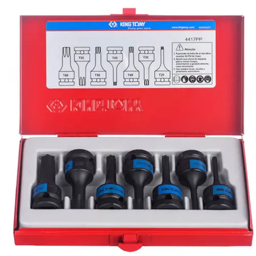 Jogo Soquetes torx curto impacto 1/2" 7 pçs 4417PP King Tony