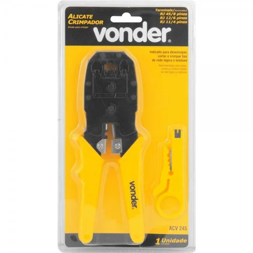 Alicate crimpador, RJ11/RJ12/RJ45, ACV 245, VONDER