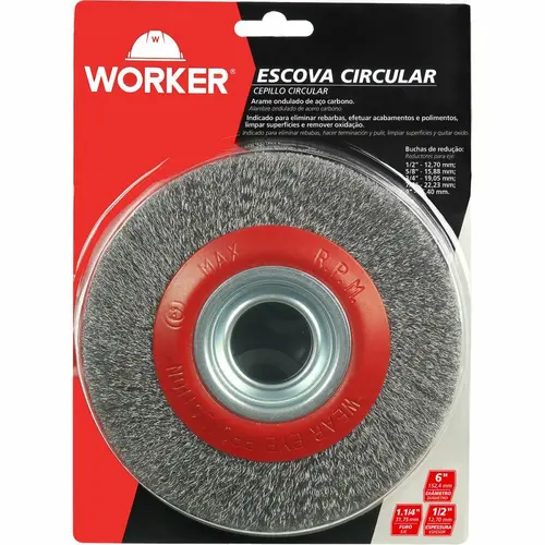 Escova Circular em Aço Ondulado 6"x 1/2" Worker - 981958