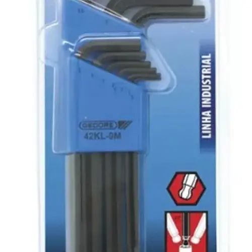 Jogo Chave L Hexagonais (Allen) abaulada Longa - 42KL-9M Gedore