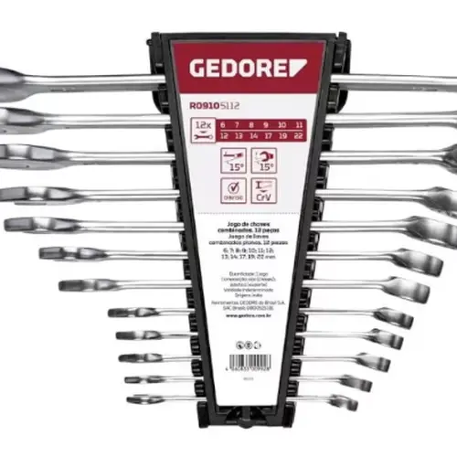 Jogo chave combinada 6 a 22mm (12 Peças) - R09105112 GEDORE RED 