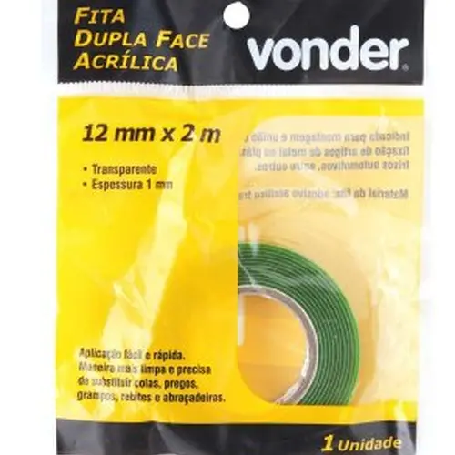Fita dupla face acrílica 12mm x 2m - VONDER