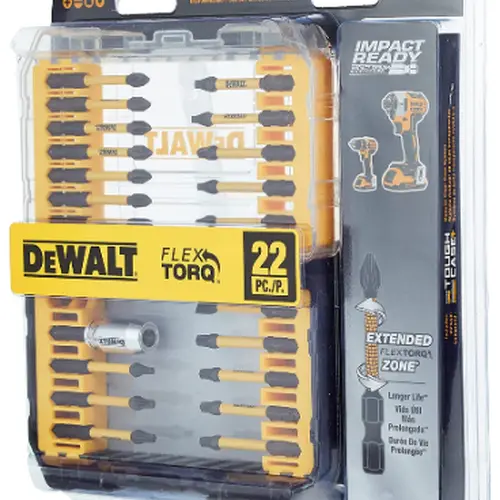 Jogo de bits de impacto  FlexTorq IMPACT READY com sistema ToughCase 22 peças DEWALT DWA2FTS22IR
