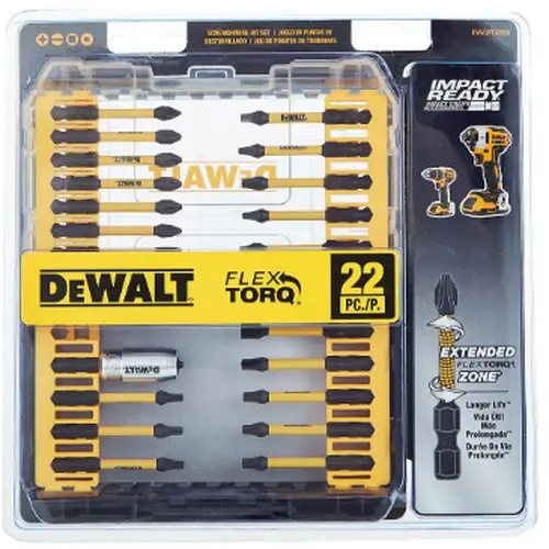 Jogo de bits de impacto  FlexTorq IMPACT READY com sistema ToughCase 22 peças DEWALT DWA2FTS22IR
