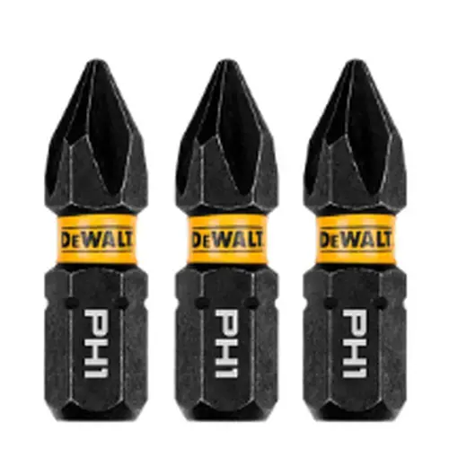 BITS PHILLIPS PH1 FLEXTORQ 1'' (2,5CM) CARTELA COM 3 UNIDADES DWAF1PH1IR3 DEWALT
