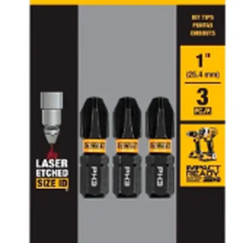 BITS PHILLIPS PH3 FLEXTORQ 1'' (2,5CM) CARTELA COM 3 UNIDADES DWAF1PH3IR3 DEWALT