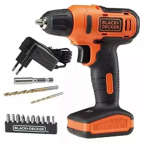 Parafusadeira/Furadeira a Bateria 12V Li-Ion Vel. Variável e Reversível 3/8 Pol. com Estojo e Acessórios - BLACK DECKER LD12SP-BR