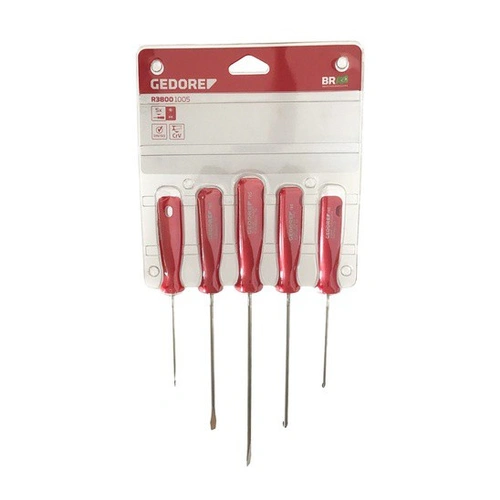 Jogo Chave de Fenda e Phillips 5 Pcs CRV 3/16X4" A 5/16X8" - Gedore Red R38001005