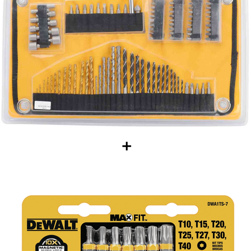 Jogo de Brocas e Bits com Estojo Velcro Dewalt - 98 Peças DT7981- QZ + Jogo de bits torx Dewalt DWA1TS-7