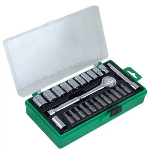 Jogo de Soquetes Sextavados 1/4 Pol e Pontas com 25 Peças - BELZER 234410IBR