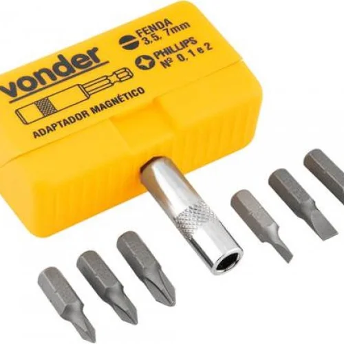 Kit Jogo Bits/ponteiras 7 Pçs + Estojo Encaixe 1/4" -  Vonder