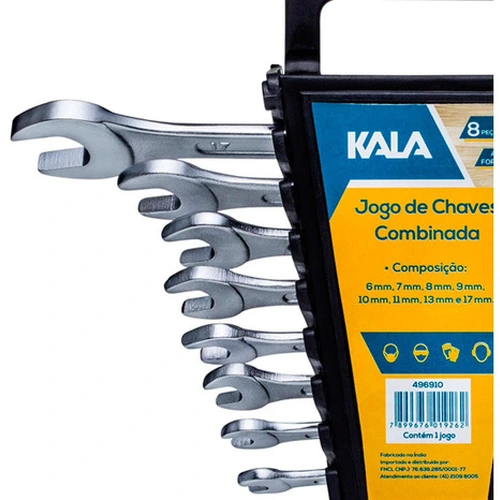 Jogo Chave Boca Fixa Aço 8 Peças 6 A 22mm -  Kala