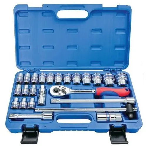 Jogo de Soquetes Estriado com Encaixe de 1/2 Pol. com 24 Peças - KINGTONY 4028BR