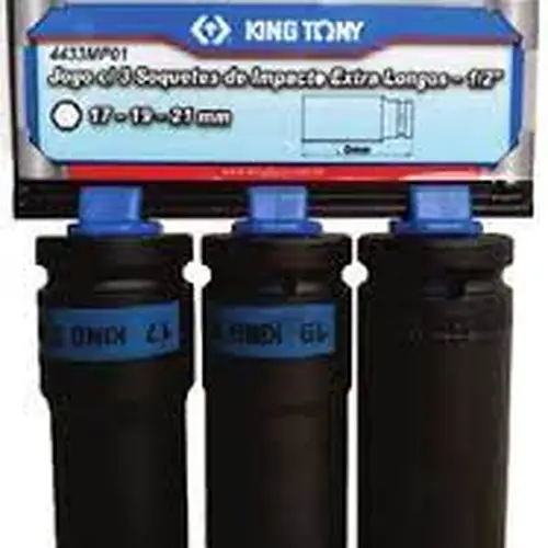 Jogo com 3 soquetes de impacto extra longo 1/2 ( 17-19-21) - KING TONY 4433MP01