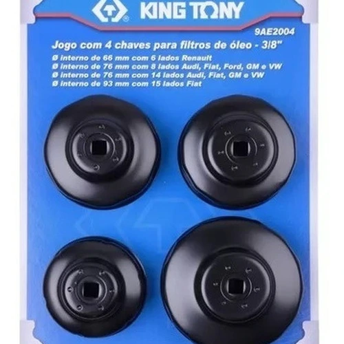 Jogo de Saca Filtro de Óleo com 4 Peças - KING TONY 9AE2004