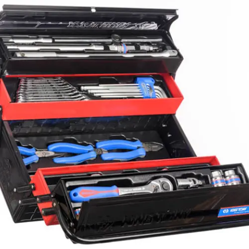 Caixa Metálica Sanfonada 5 Gavetas – Preta/Vermelha – KING TONY 87A05A-KR