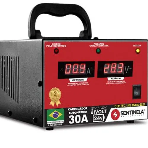 Carregador de bateria 30A S/auxiliar 24V - SENTINELA CAV3024 