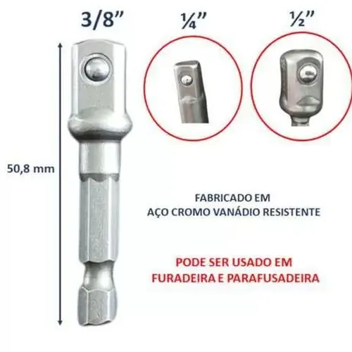 Jogo adaptador para soquetes 3 peças - WORKER