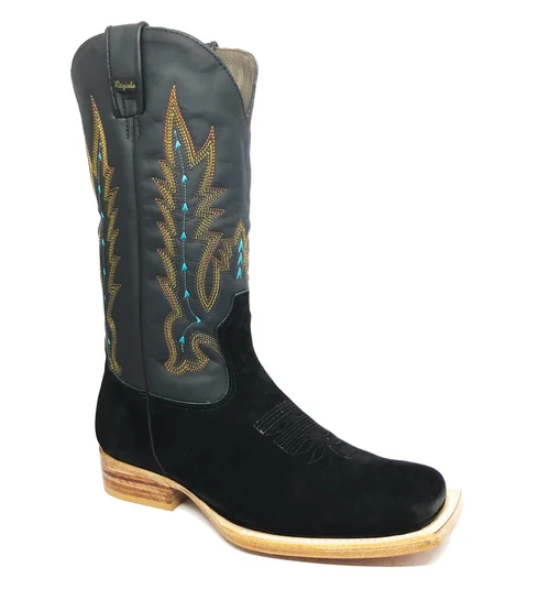 Bota Reizinho Premium Couro Bovino Bufalada Preta Limited Edition - Cano Alto, Bico Quadrado, Solado De Couro Artesanal